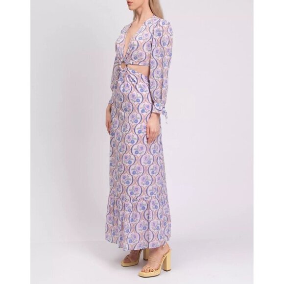 Antik Batik Tanissa Cutout Floral- Print Cotton-Voile Maxi Dress-L - Picture 1 of 11